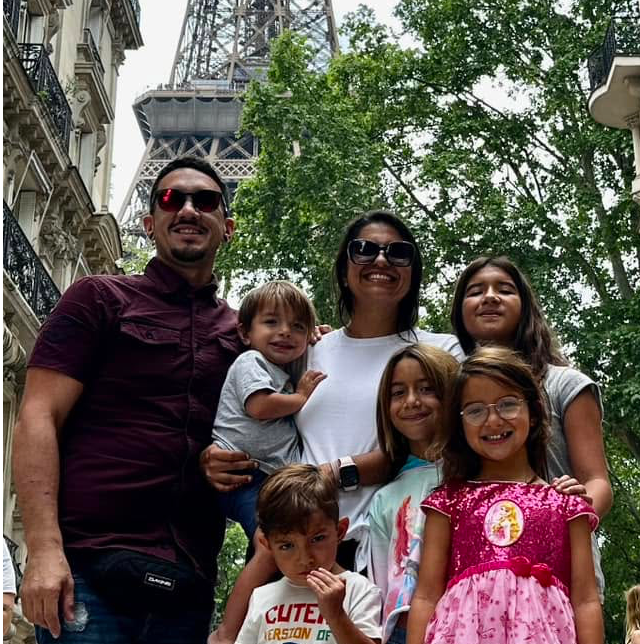 The Arriaga family at the Eiffel Tower