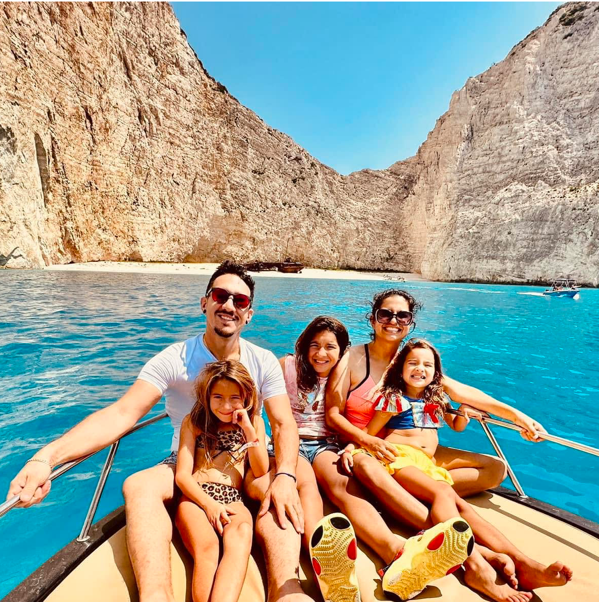 The Arriaga family on a boat