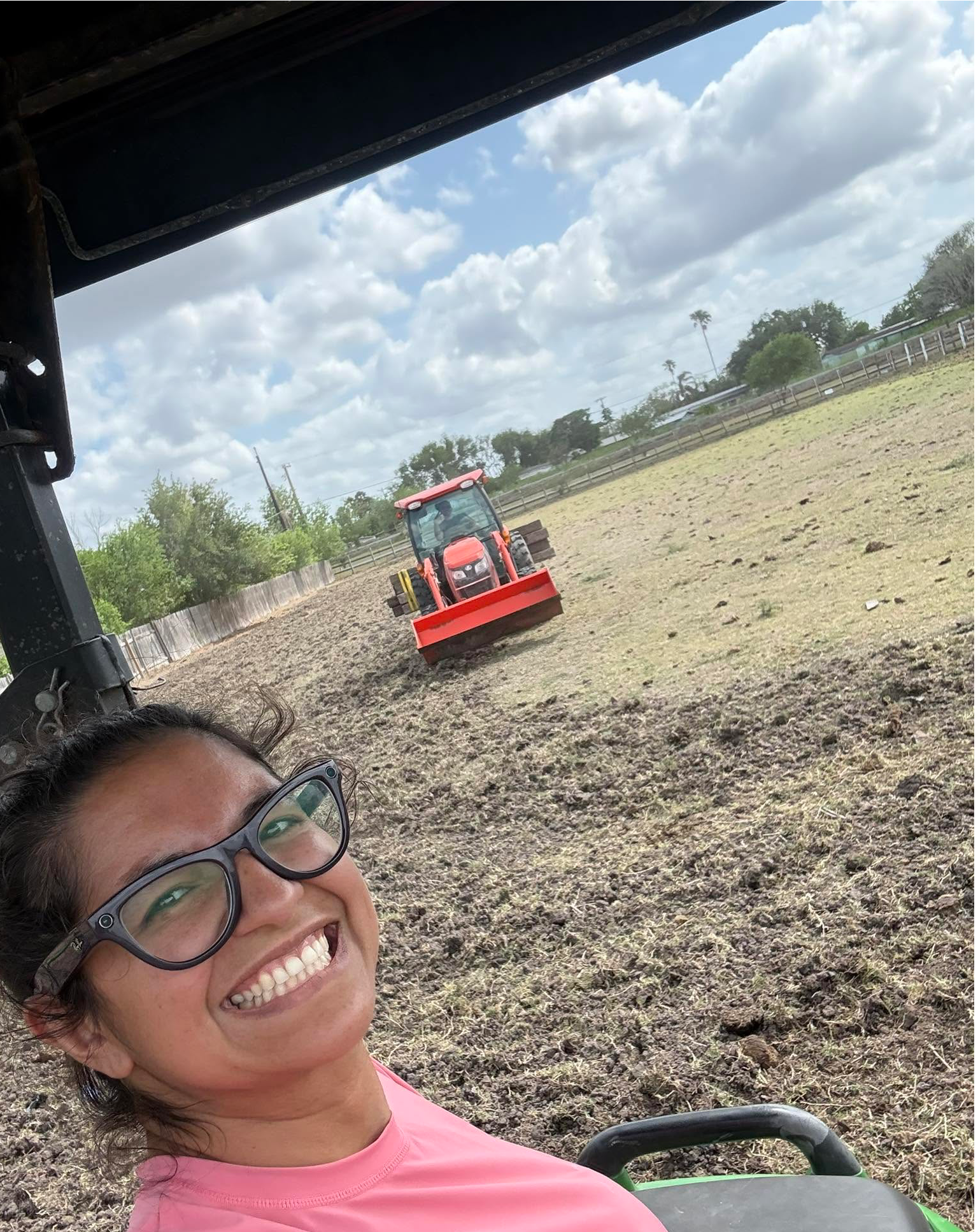 Amber on the tractor at the farm