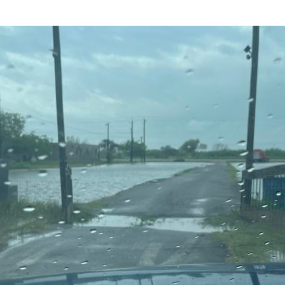 A flooded road after heavy rain